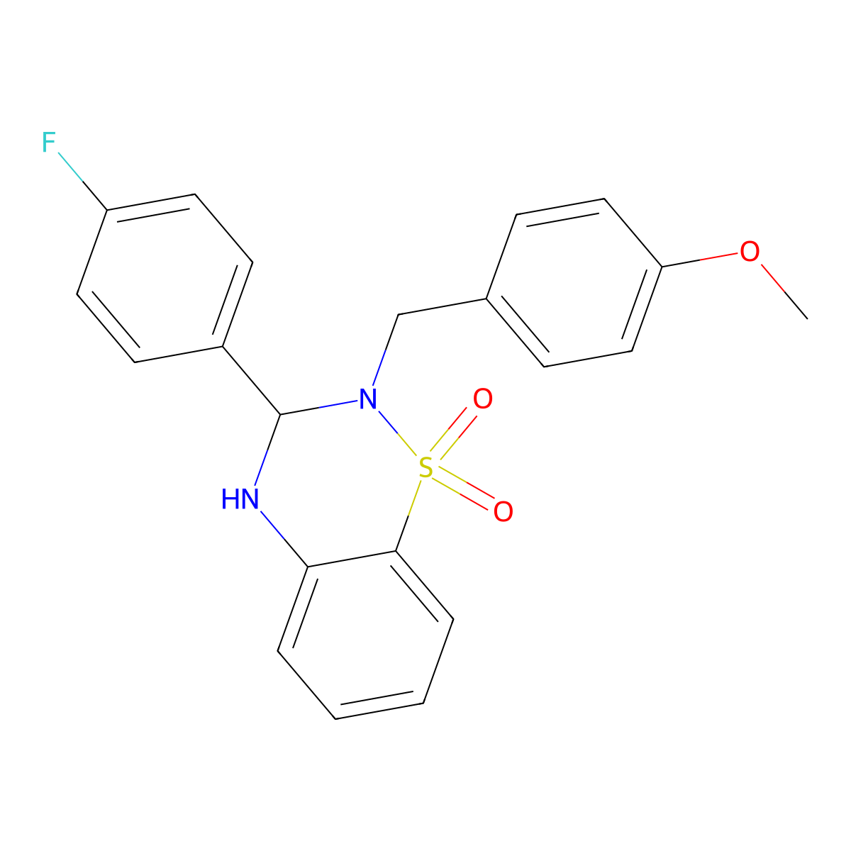 3-(4-fluorophenyl)-2-[(4-methoxyphenyl)methyl]-3,4-dihydro-2H-1lambda6,2,4-benzothiadiazine-1,1-dione molecular structure, CAS 1114839-37-0
