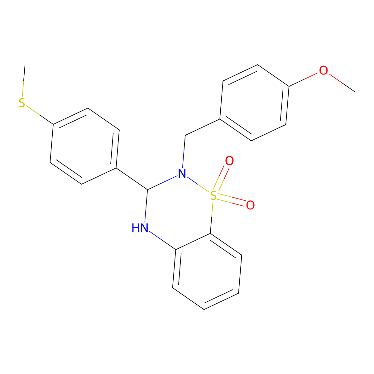 2-[(4-methoxyphenyl)methyl]-3-[4-(methylsulfanyl)phenyl]-3,4-dihydro-2H-1lambda6,2,4-benzothiadiazine-1,1-dione molecular structure, CAS 1114839-38-1