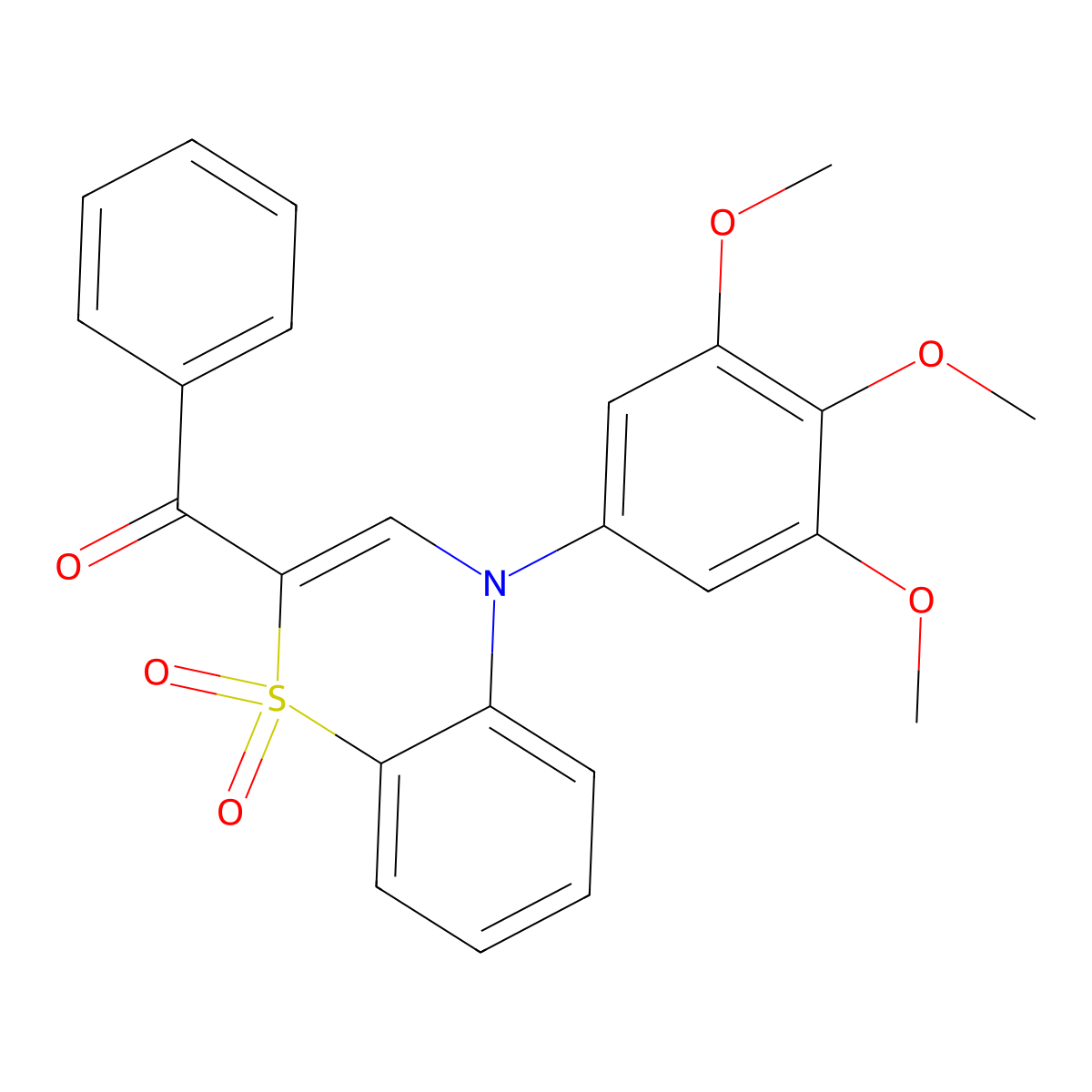 [1,1-dioxido-4-(3,4,5-trimethoxyphenyl)-4H-1,4-benzothiazin-2-yl](phenyl)methanone molecular structure, CAS 1114850-38-2