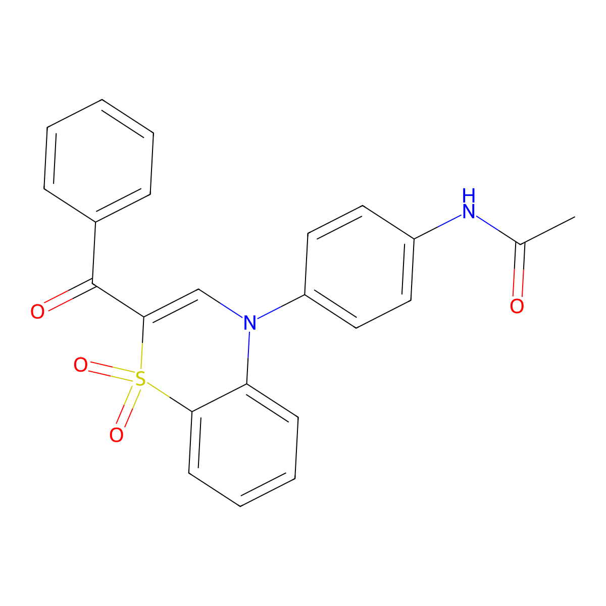N-[4-(2-benzoyl-1,1-dioxido-4H-1,4-benzothiazin-4-yl)phenyl]acetamide molecular structure, CAS 1114850-42-8