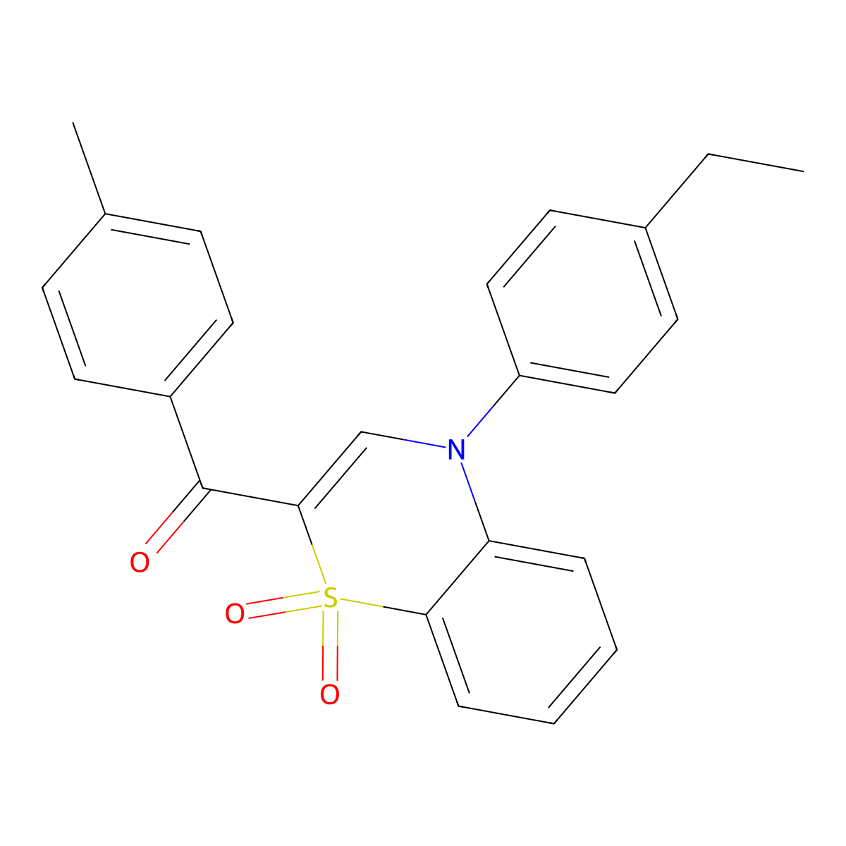 [4-(4-ethylphenyl)-1,1-dioxido-4H-1,4-benzothiazin-2-yl](4-methylphenyl)methanone molecular structure, CAS 1114850-48-4