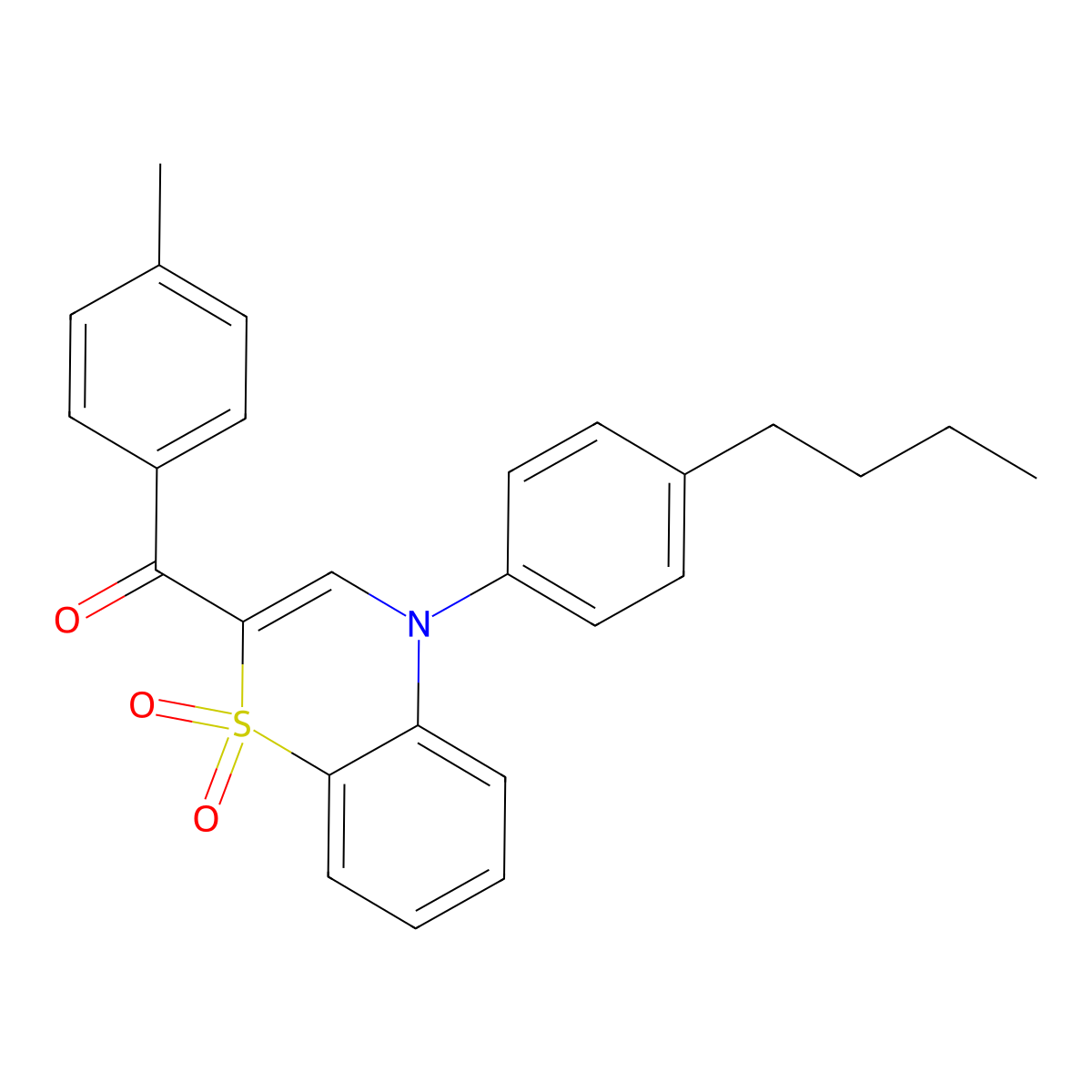 [4-(4-butylphenyl)-1,1-dioxido-4H-1,4-benzothiazin-2-yl](4-methylphenyl)methanone molecular structure, CAS 1114850-49-5