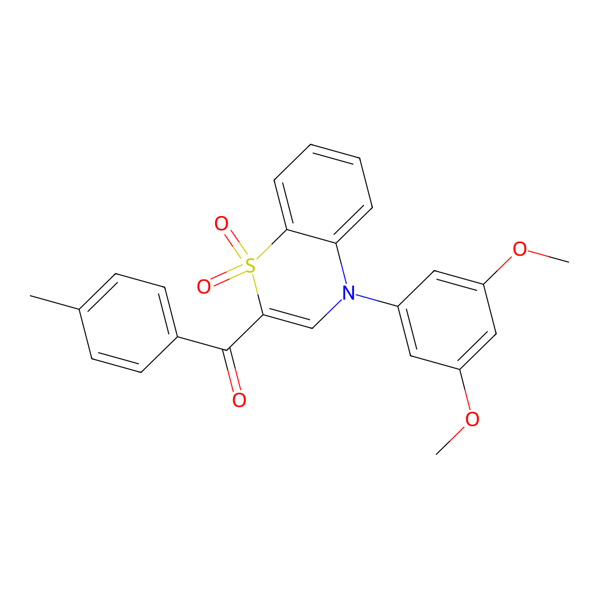 [4-(3,5-dimethoxyphenyl)-1,1-dioxido-4H-1,4-benzothiazin-2-yl](4-methylphenyl)methanone molecular structure, CAS 1114850-50-8