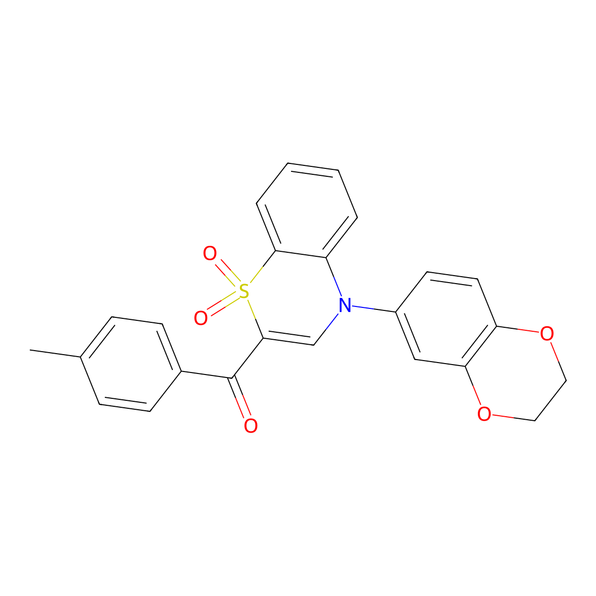 [4-(2,3-dihydro-1,4-benzodioxin-6-yl)-1,1-dioxido-4H-1,4-benzothiazin-2-yl](4-methylphenyl)methanone molecular structure, CAS 1114850-52-0