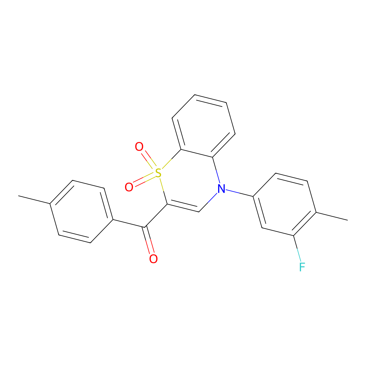 [4-(3-fluoro-4-methylphenyl)-1,1-dioxido-4H-1,4-benzothiazin-2-yl](4-methylphenyl)methanone molecular structure, CAS 1114850-58-6