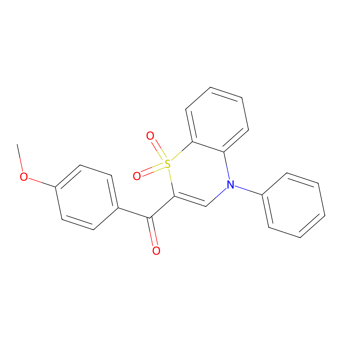 (1,1-dioxido-4-phenyl-4H-1,4-benzothiazin-2-yl)(4-methoxyphenyl)methanone molecular structure, CAS 1114850-59-7