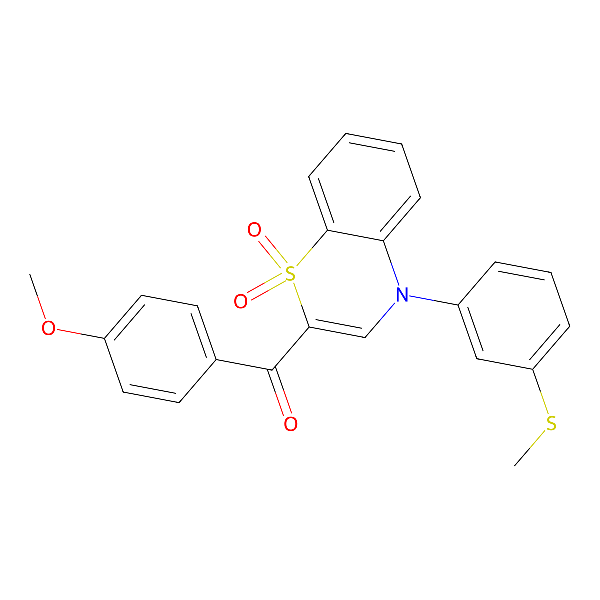 (4-methoxyphenyl){4-[3-(methylsulfanyl)phenyl]-1,1-dioxido-4H-1,4-benzothiazin-2-yl}methanone molecular structure, CAS 1114850-65-5
