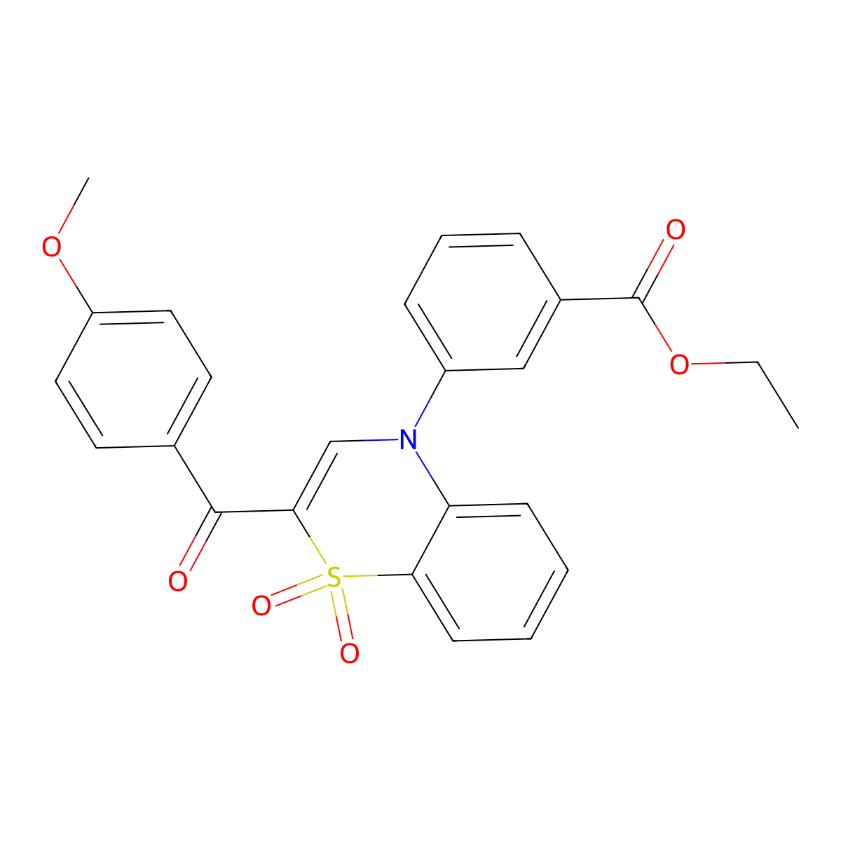 ethyl 3-[2-(4-methoxybenzoyl)-1,1-dioxido-4H-1,4-benzothiazin-4-yl]benzoate molecular structure, CAS 1114850-66-6