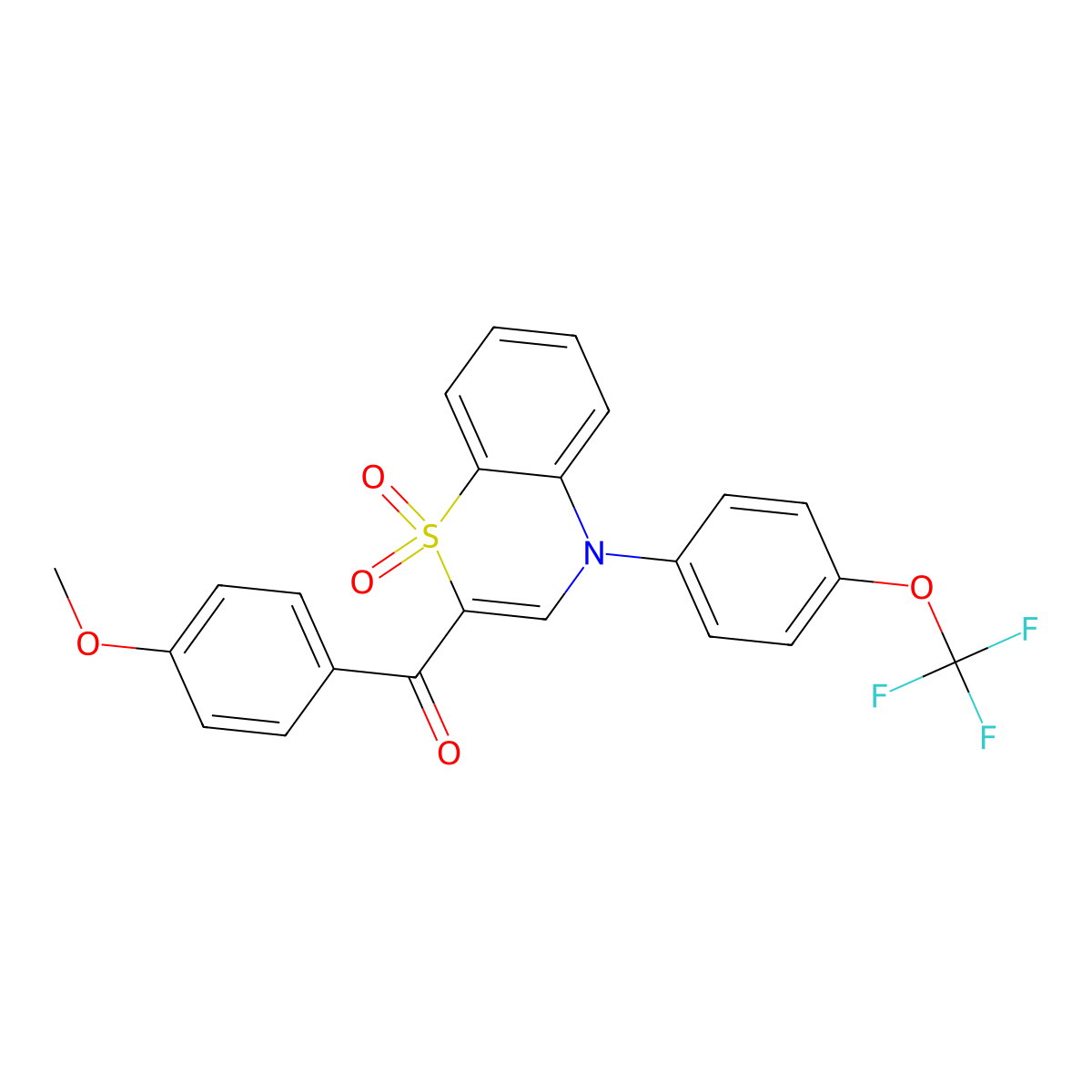 {1,1-dioxido-4-[4-(trifluoromethoxy)phenyl]-4H-1,4-benzothiazin-2-yl}(4-methoxyphenyl)methanone molecular structure, CAS 1114850-70-2