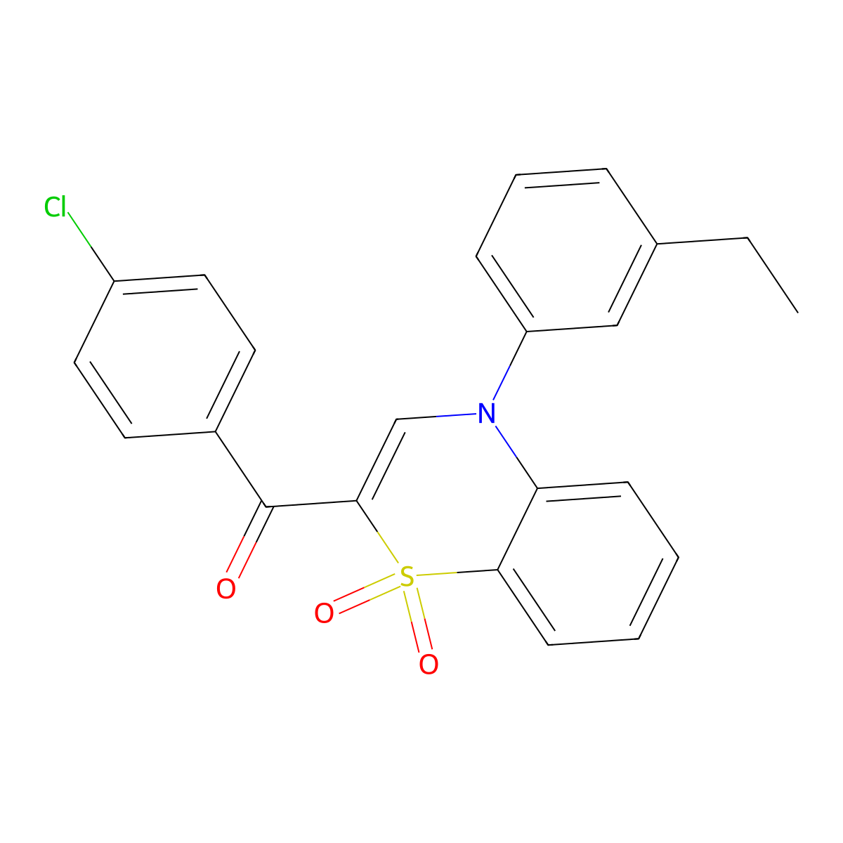 (4-chlorophenyl)[4-(3-ethylphenyl)-1,1-dioxido-4H-1,4-benzothiazin-2-yl]methanone molecular structure, CAS 1114850-72-4