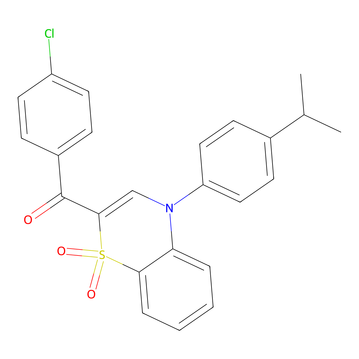 (4-chlorophenyl)[4-(4-isopropylphenyl)-1,1-dioxido-4H-1,4-benzothiazin-2-yl]methanone molecular structure, CAS 1114850-73-5