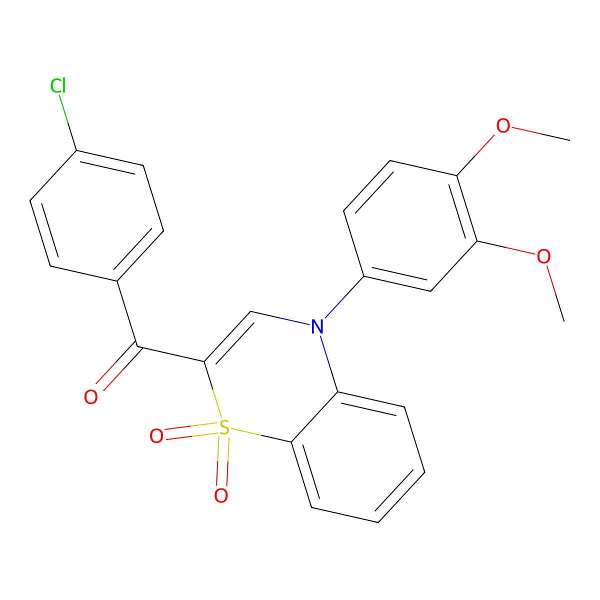 (4-chlorophenyl)[4-(3,4-dimethoxyphenyl)-1,1-dioxido-4H-1,4-benzothiazin-2-yl]methanone molecular structure, CAS 1114850-74-6