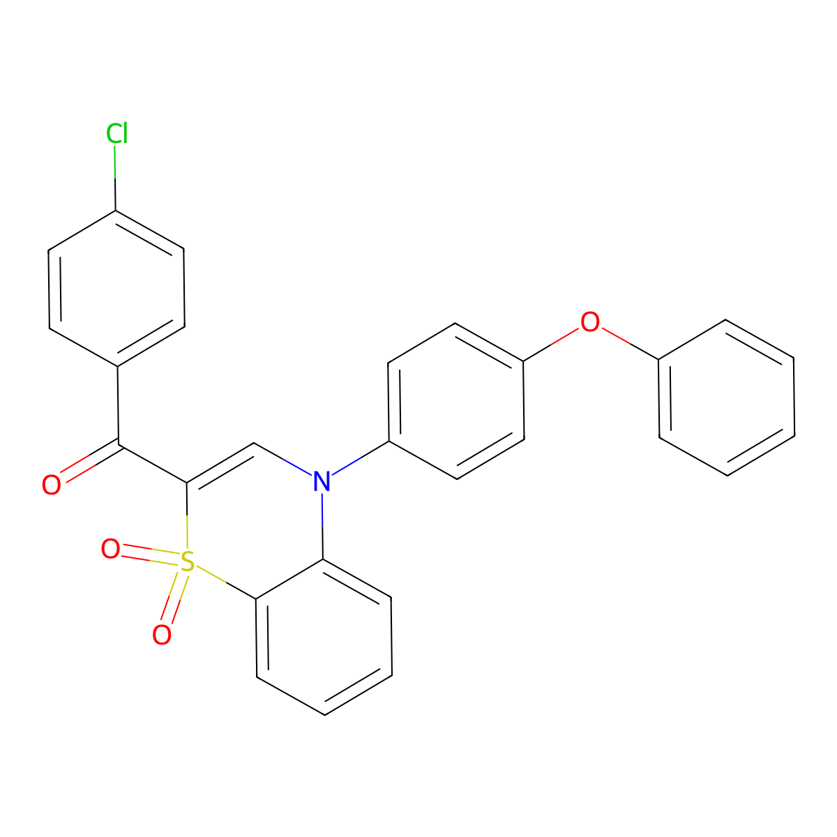 (4-chlorophenyl)[1,1-dioxido-4-(4-phenoxyphenyl)-4H-1,4-benzothiazin-2-yl]methanone molecular structure, CAS 1114850-76-8