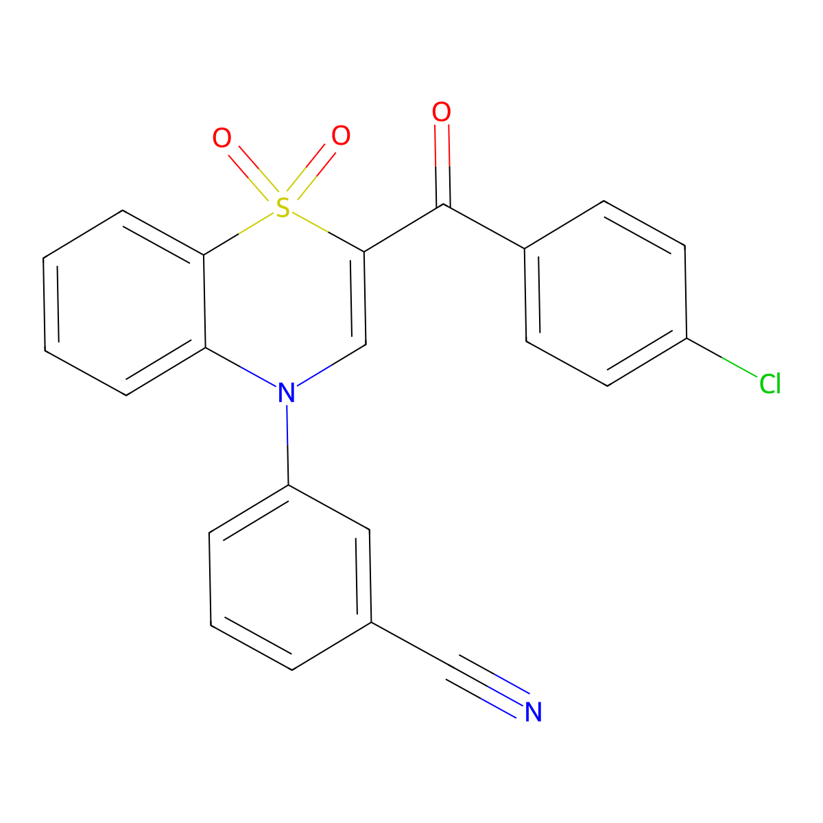 3-[2-(4-chlorobenzoyl)-1,1-dioxido-4H-1,4-benzothiazin-4-yl]benzonitrile molecular structure, CAS 1114850-77-9