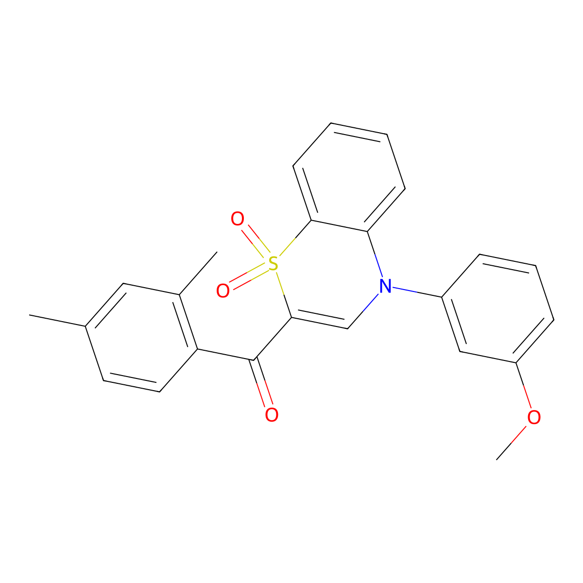 (2,4-dimethylphenyl)[4-(3-methoxyphenyl)-1,1-dioxido-4H-1,4-benzothiazin-2-yl]methanone molecular structure, CAS 1114852-54-8