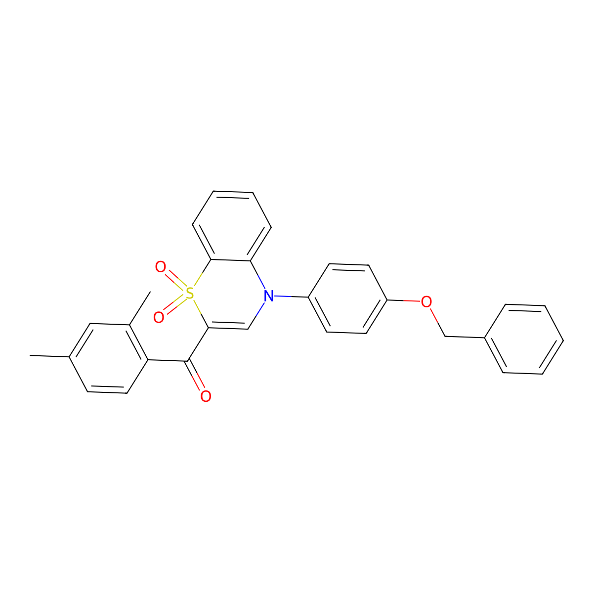 {4-[4-(benzyloxy)phenyl]-1,1-dioxido-4H-1,4-benzothiazin-2-yl}(2,4-dimethylphenyl)methanone molecular structure, CAS 1114852-56-0