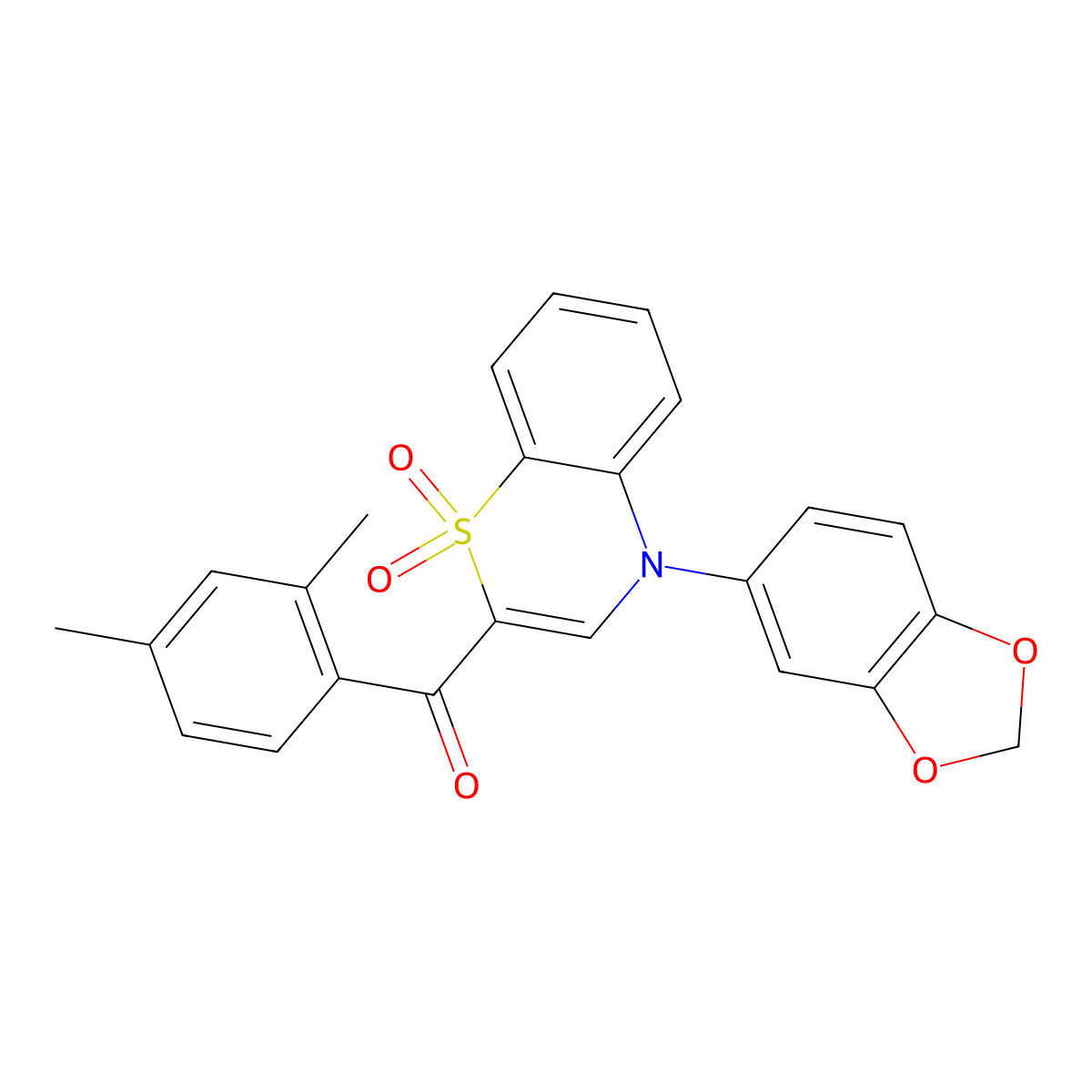 [4-(1,3-benzodioxol-5-yl)-1,1-dioxido-4H-1,4-benzothiazin-2-yl](2,4-dimethylphenyl)methanone molecular structure, CAS 1114852-57-1