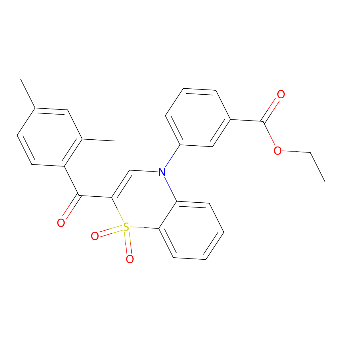 ethyl 3-[2-(2,4-dimethylbenzoyl)-1,1-dioxido-4H-1,4-benzothiazin-4-yl]benzoate molecular structure, CAS 1114852-58-2