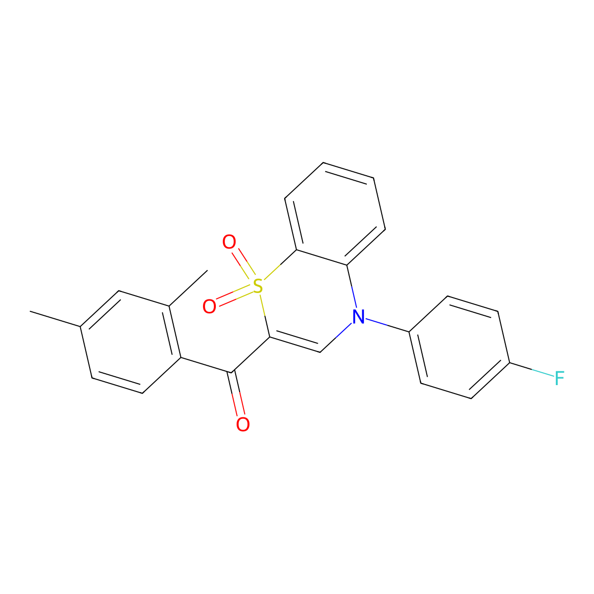 (2,4-dimethylphenyl)[4-(4-fluorophenyl)-1,1-dioxido-4H-1,4-benzothiazin-2-yl]methanone molecular structure, CAS 1114852-60-6