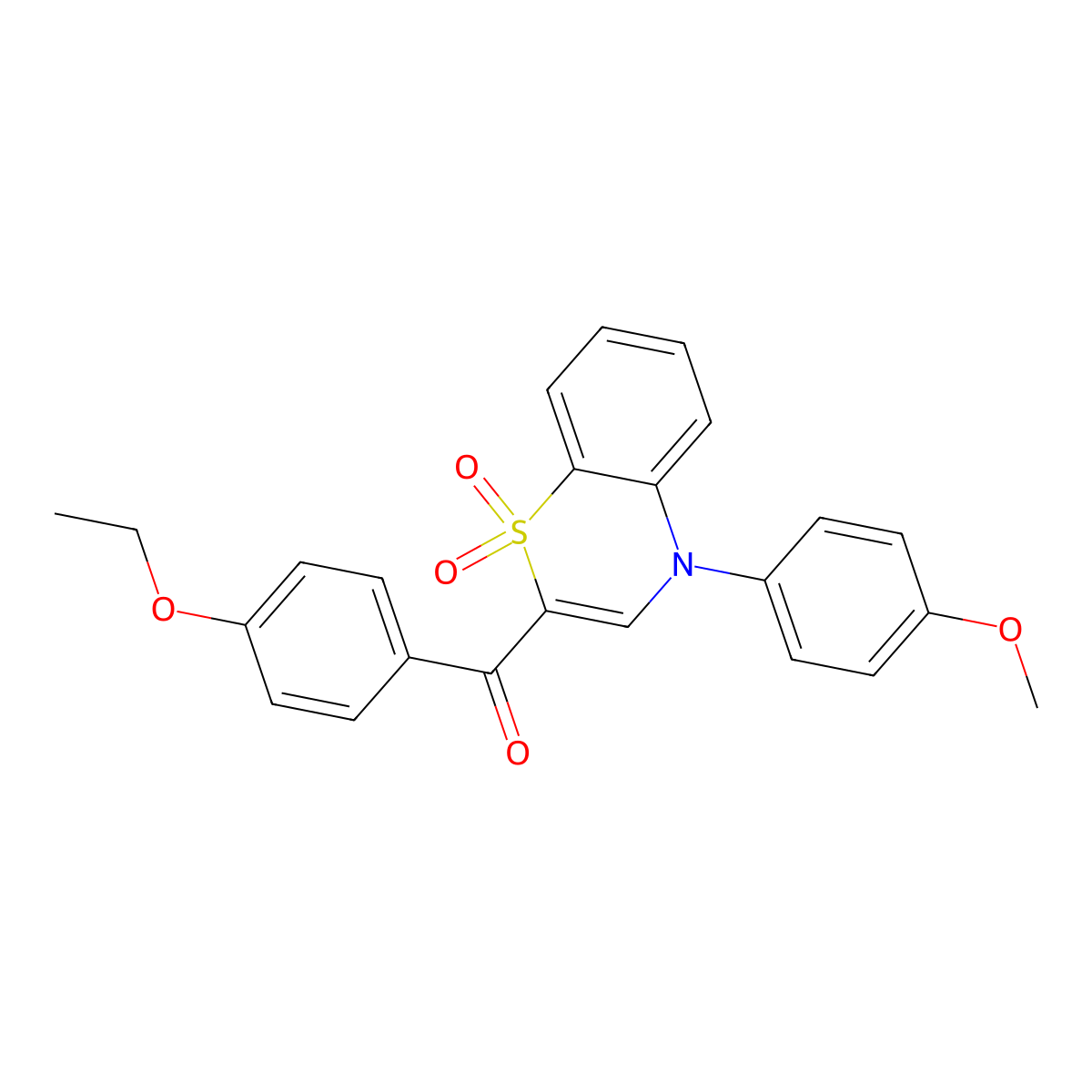(4-ethoxyphenyl)[4-(4-methoxyphenyl)-1,1-dioxido-4H-1,4-benzothiazin-2-yl]methanone molecular structure, CAS 1114852-68-4