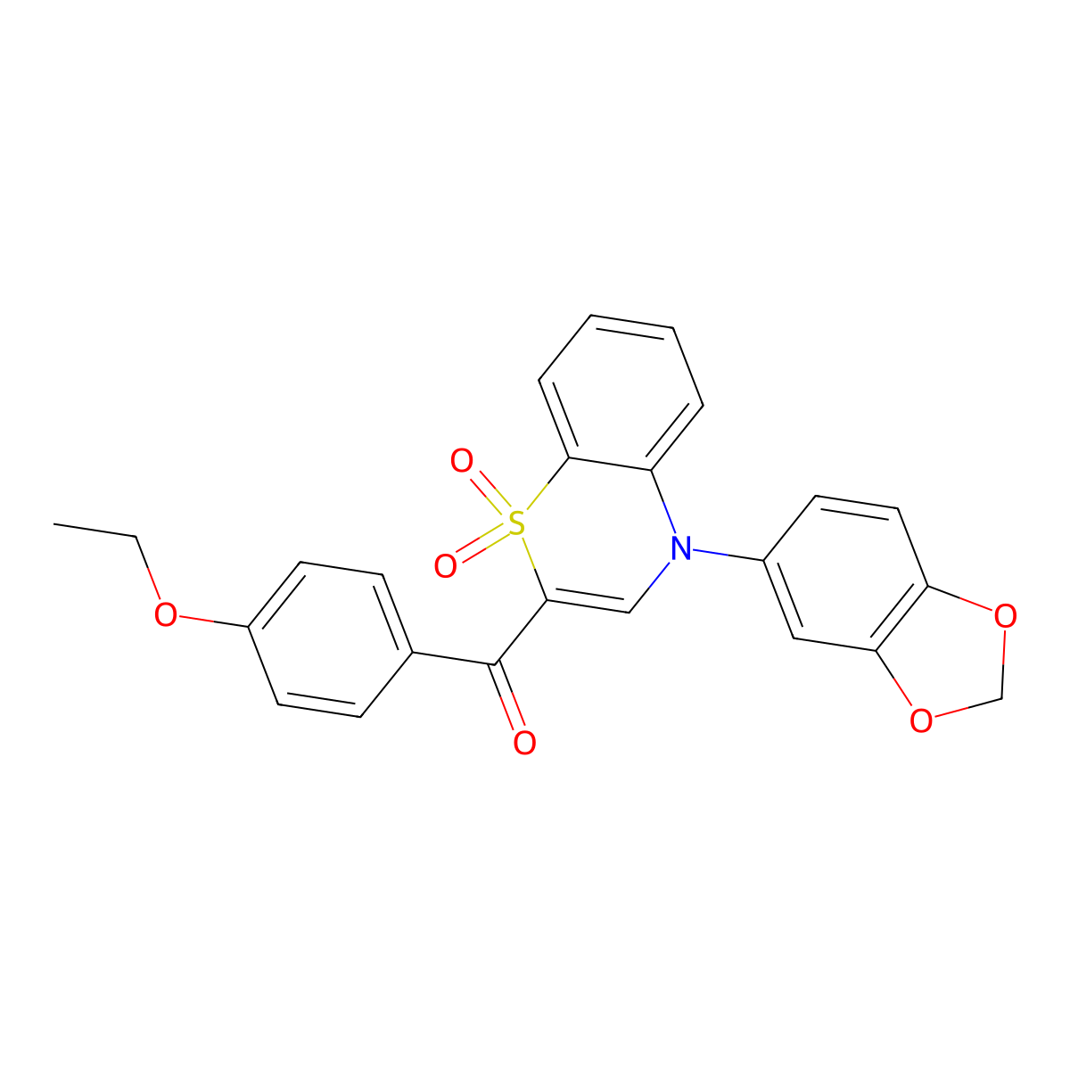 [4-(1,3-benzodioxol-5-yl)-1,1-dioxido-4H-1,4-benzothiazin-2-yl](4-ethoxyphenyl)methanone molecular structure, CAS 1114852-70-8