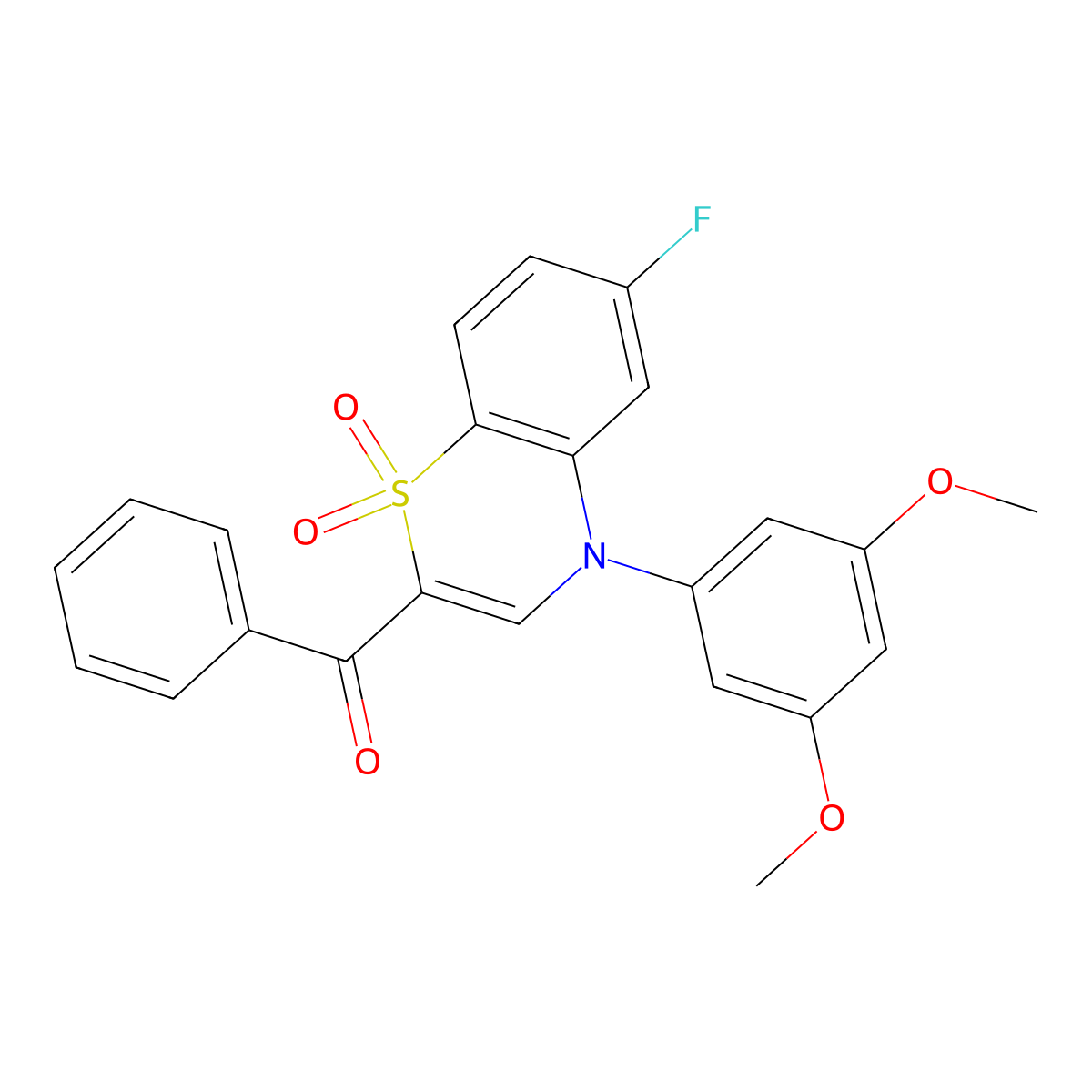 [4-(3,5-dimethoxyphenyl)-6-fluoro-1,1-dioxido-4H-1,4-benzothiazin-2-yl](phenyl)methanone molecular structure, CAS 1114852-76-4
