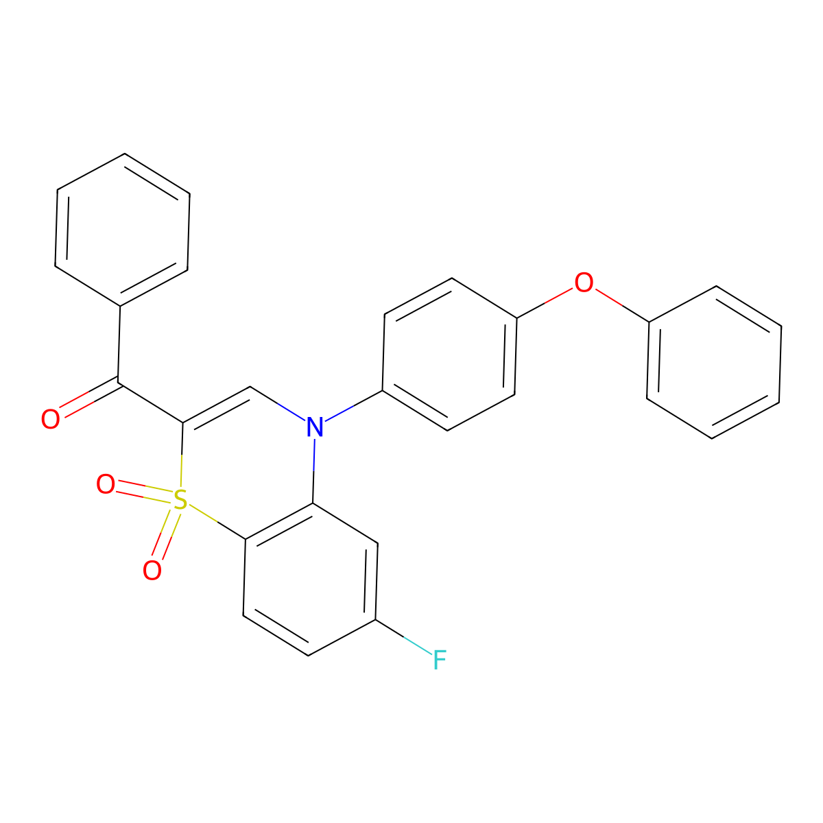 [6-fluoro-1,1-dioxido-4-(4-phenoxyphenyl)-4H-1,4-benzothiazin-2-yl](phenyl)methanone molecular structure, CAS 1114852-78-6