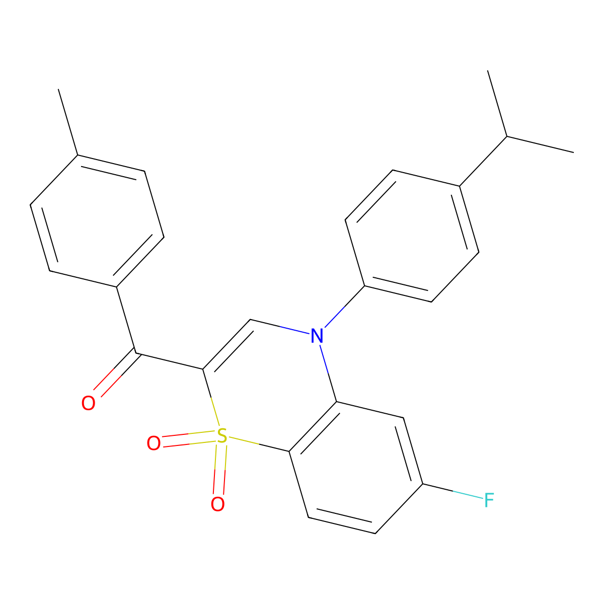 [6-fluoro-4-(4-isopropylphenyl)-1,1-dioxido-4H-1,4-benzothiazin-2-yl](4-methylphenyl)methanone molecular structure, CAS 1114852-80-0