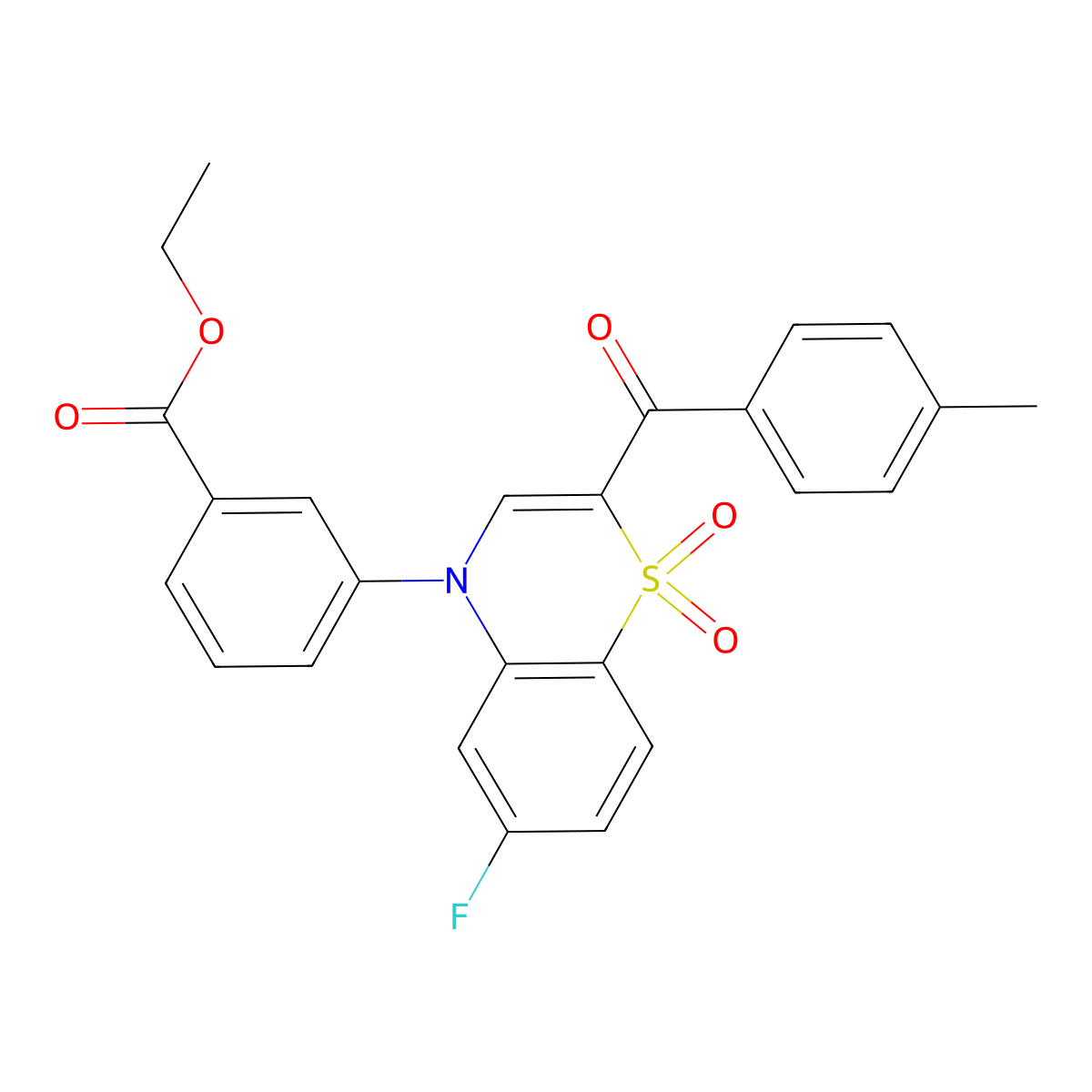 ethyl 3-[6-fluoro-2-(4-methylbenzoyl)-1,1-dioxido-4H-1,4-benzothiazin-4-yl]benzoate molecular structure, CAS 1114852-85-5