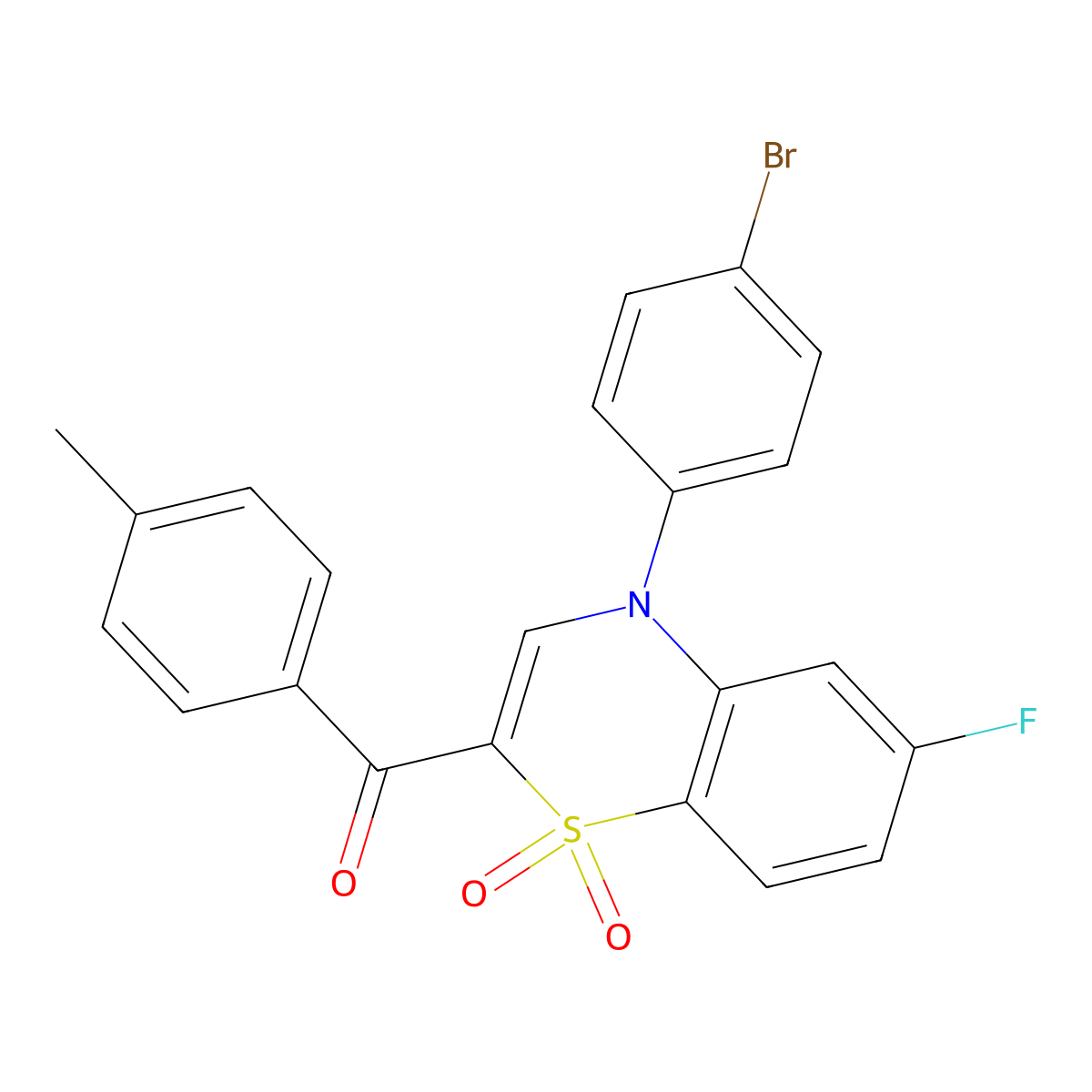[4-(4-bromophenyl)-6-fluoro-1,1-dioxido-4H-1,4-benzothiazin-2-yl](4-methylphenyl)methanone molecular structure, CAS 1114852-88-8