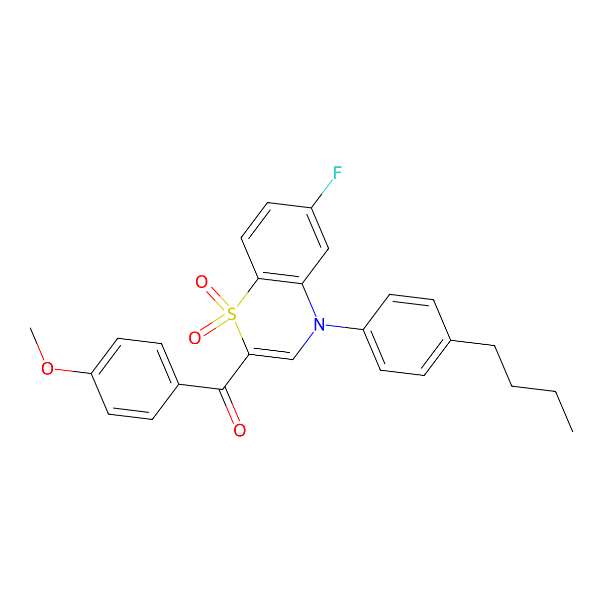[4-(4-butylphenyl)-6-fluoro-1,1-dioxido-4H-1,4-benzothiazin-2-yl](4-methoxyphenyl)methanone molecular structure, CAS 1114852-90-2