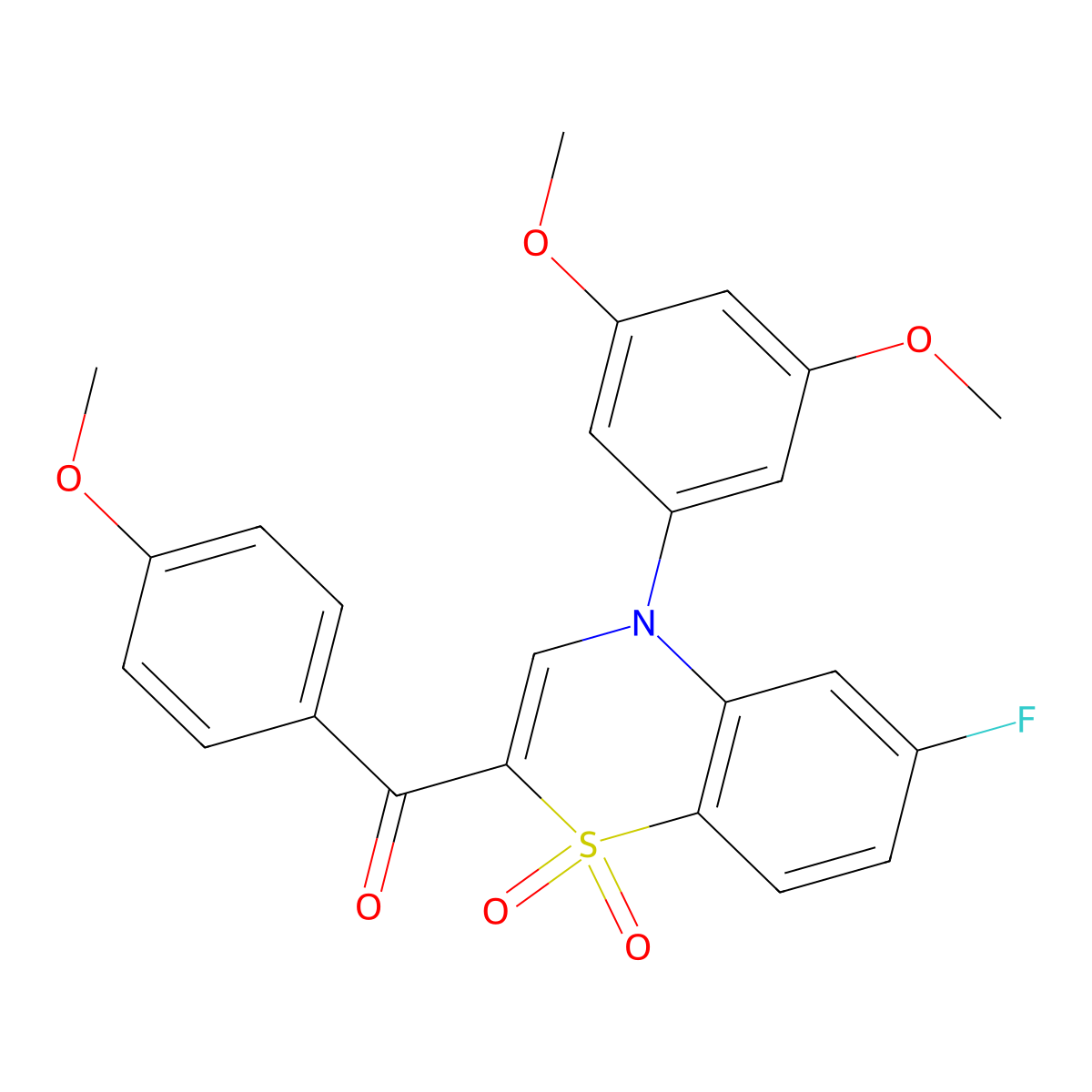 [4-(3,5-dimethoxyphenyl)-6-fluoro-1,1-dioxido-4H-1,4-benzothiazin-2-yl](4-methoxyphenyl)methanone molecular structure, CAS 1114852-91-3