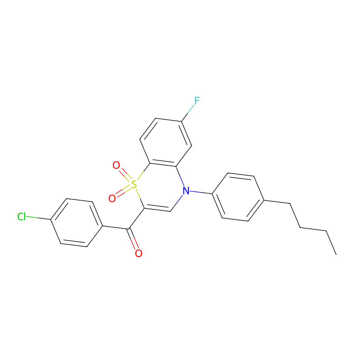 [4-(4-butylphenyl)-6-fluoro-1,1-dioxido-4H-1,4-benzothiazin-2-yl](4-chlorophenyl)methanone molecular structure, CAS 1114852-96-8