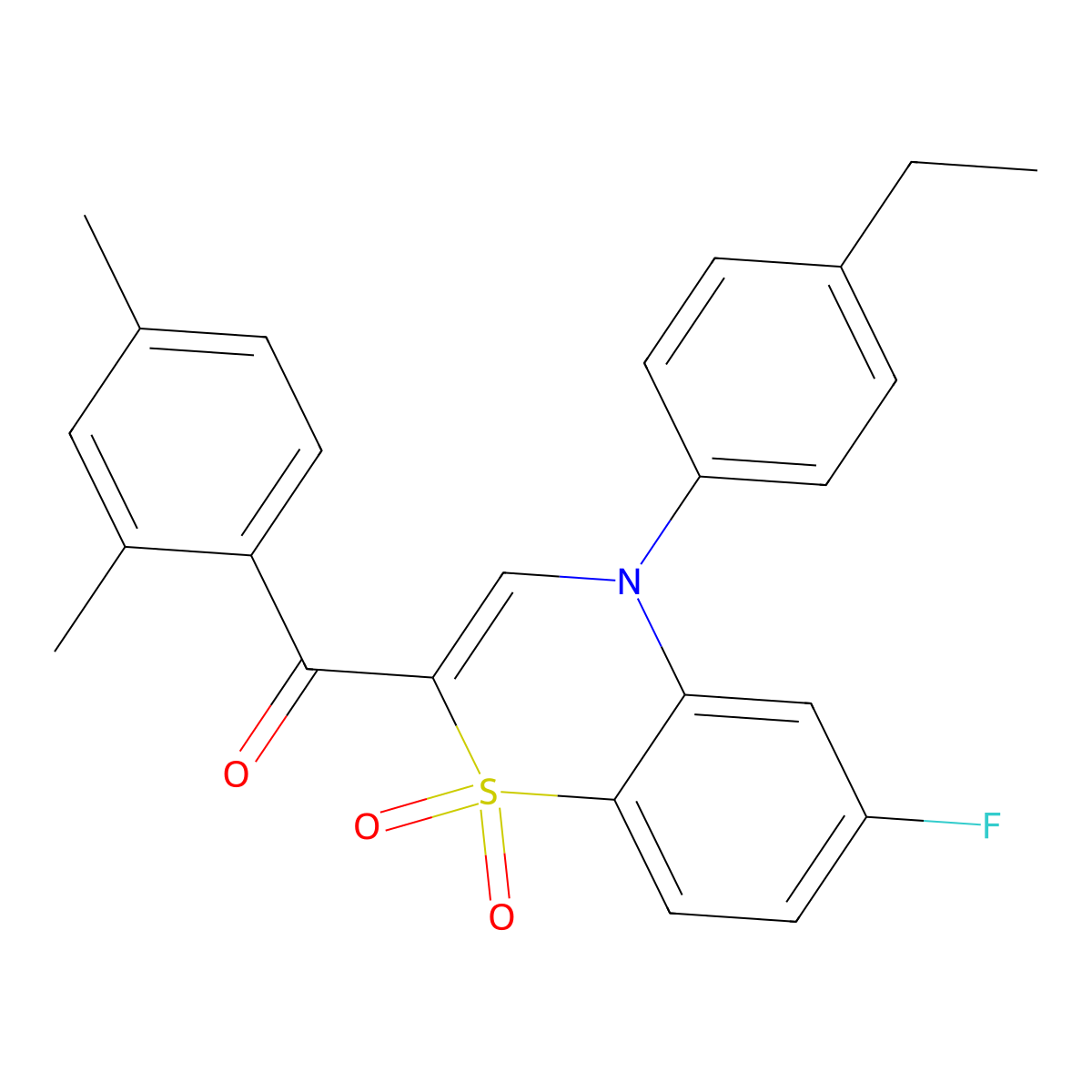 (2,4-dimethylphenyl)[4-(4-ethylphenyl)-6-fluoro-1,1-dioxido-4H-1,4-benzothiazin-2-yl]methanone molecular structure, CAS 1114853-04-1