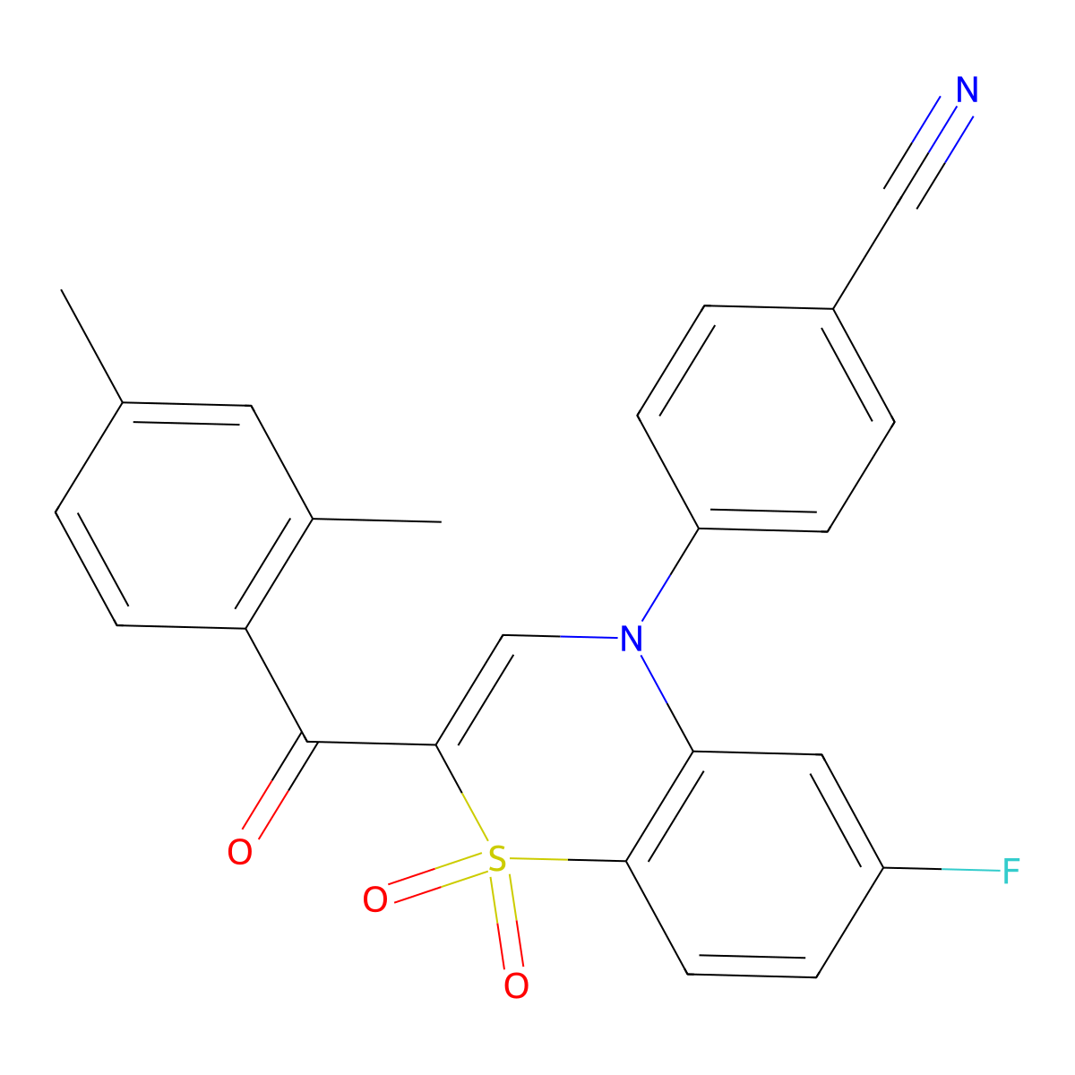 4-[2-(2,4-dimethylbenzoyl)-6-fluoro-1,1-dioxido-4H-1,4-benzothiazin-4-yl]benzonitrile molecular structure, CAS 1114853-09-6