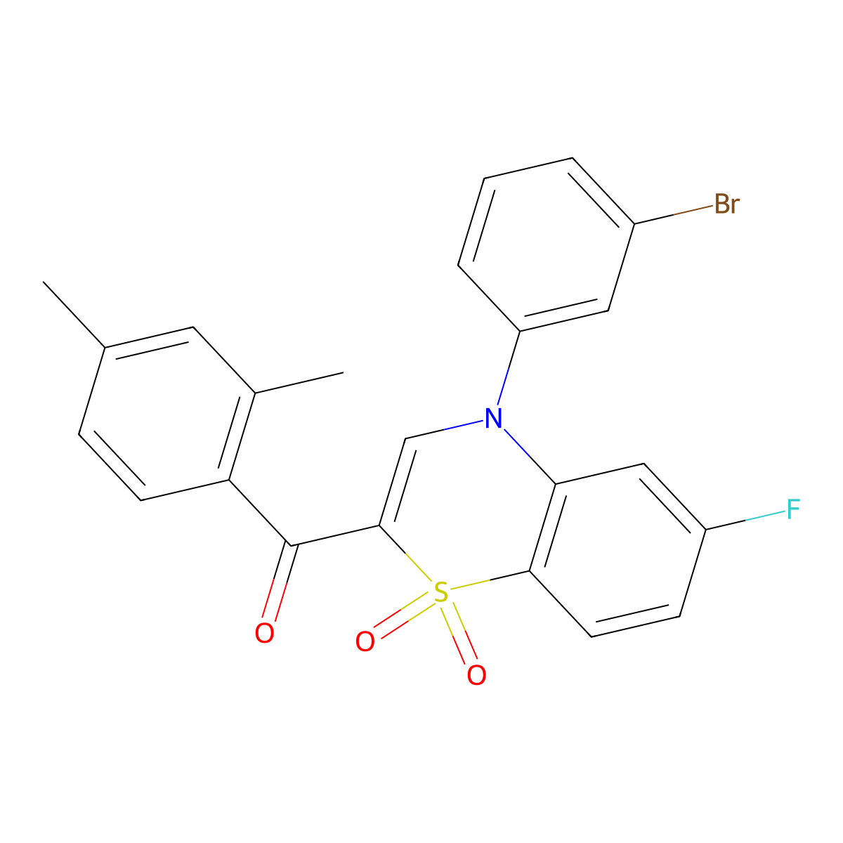 [4-(3-bromophenyl)-6-fluoro-1,1-dioxido-4H-1,4-benzothiazin-2-yl](2,4-dimethylphenyl)methanone molecular structure, CAS 1114853-11-0