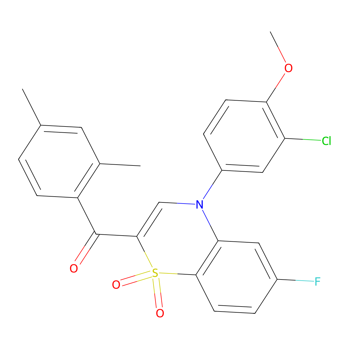 [4-(3-chloro-4-methoxyphenyl)-6-fluoro-1,1-dioxido-4H-1,4-benzothiazin-2-yl](2,4-dimethylphenyl)methanone molecular structure, CAS 1114853-12-1