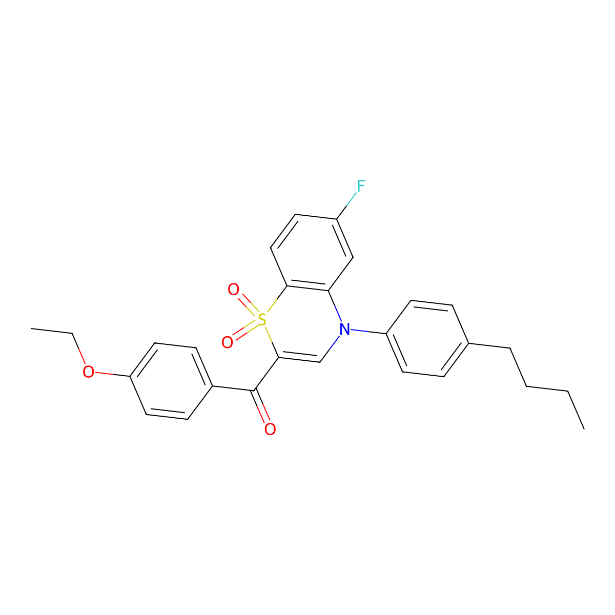 [4-(4-butylphenyl)-6-fluoro-1,1-dioxido-4H-1,4-benzothiazin-2-yl](4-ethoxyphenyl)methanone molecular structure, CAS 1114853-15-4