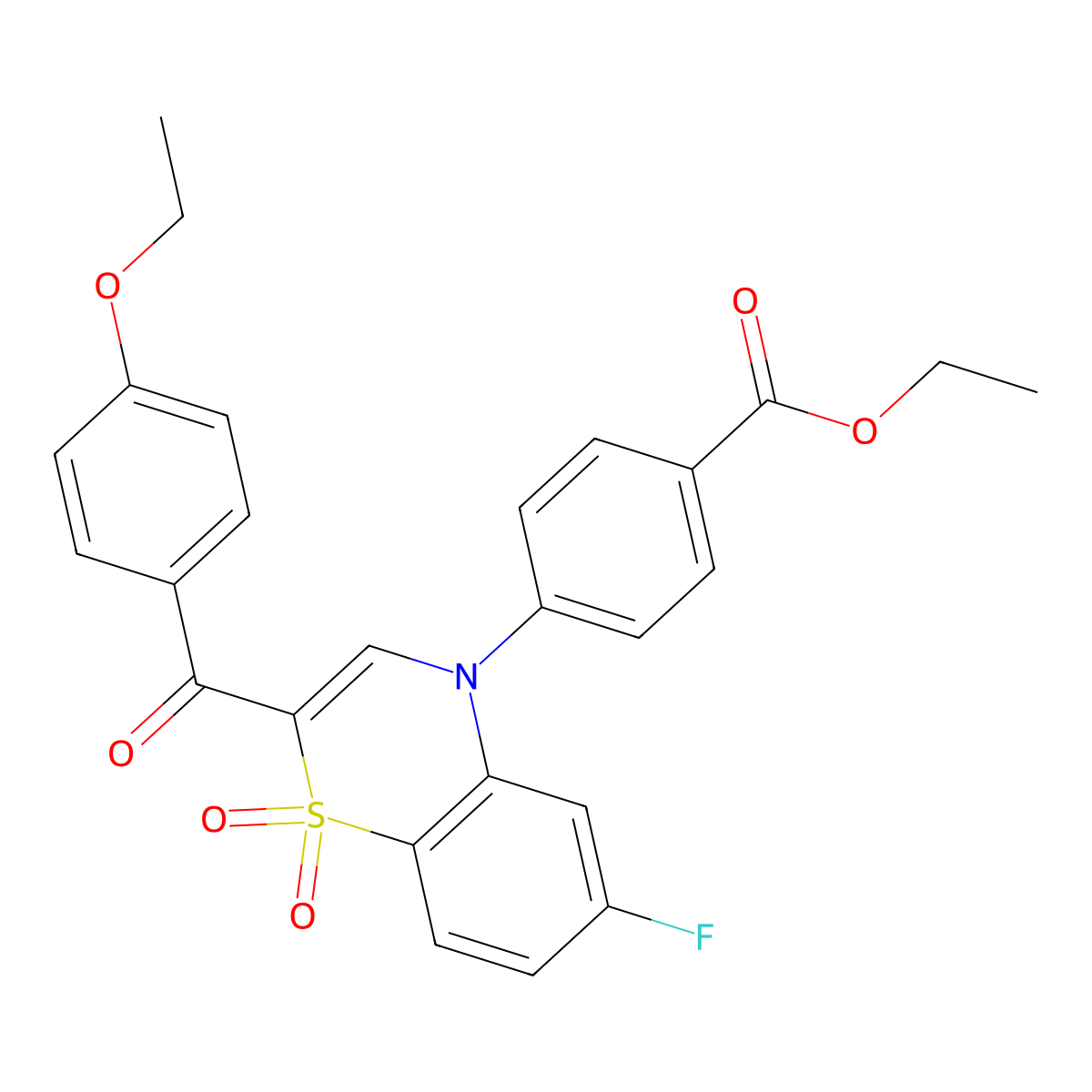 ethyl 4-[2-(4-ethoxybenzoyl)-6-fluoro-1,1-dioxido-4H-1,4-benzothiazin-4-yl]benzoate molecular structure, CAS 1114853-20-1