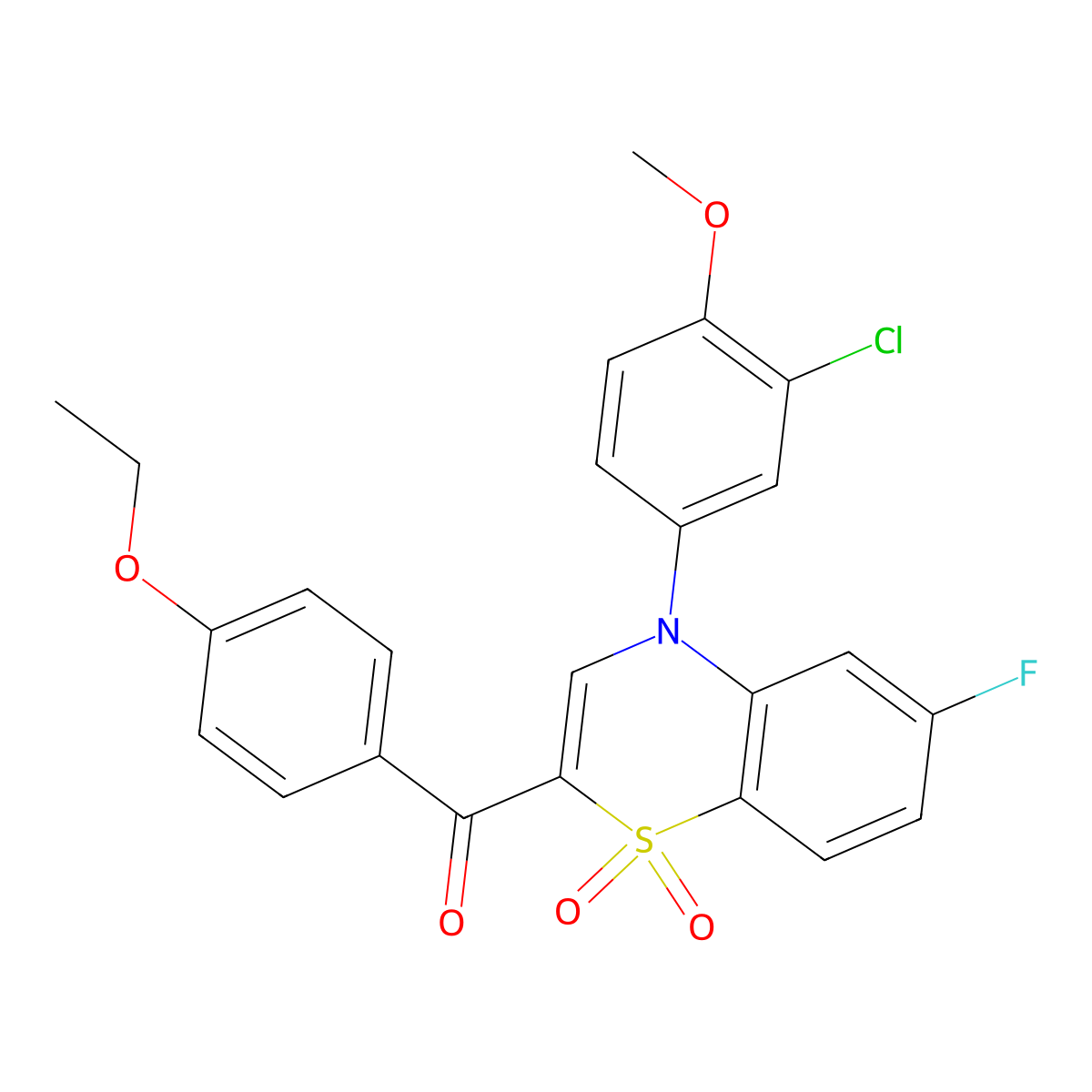 [4-(3-chloro-4-methoxyphenyl)-6-fluoro-1,1-dioxido-4H-1,4-benzothiazin-2-yl](4-ethoxyphenyl)methanone molecular structure, CAS 1114853-23-4