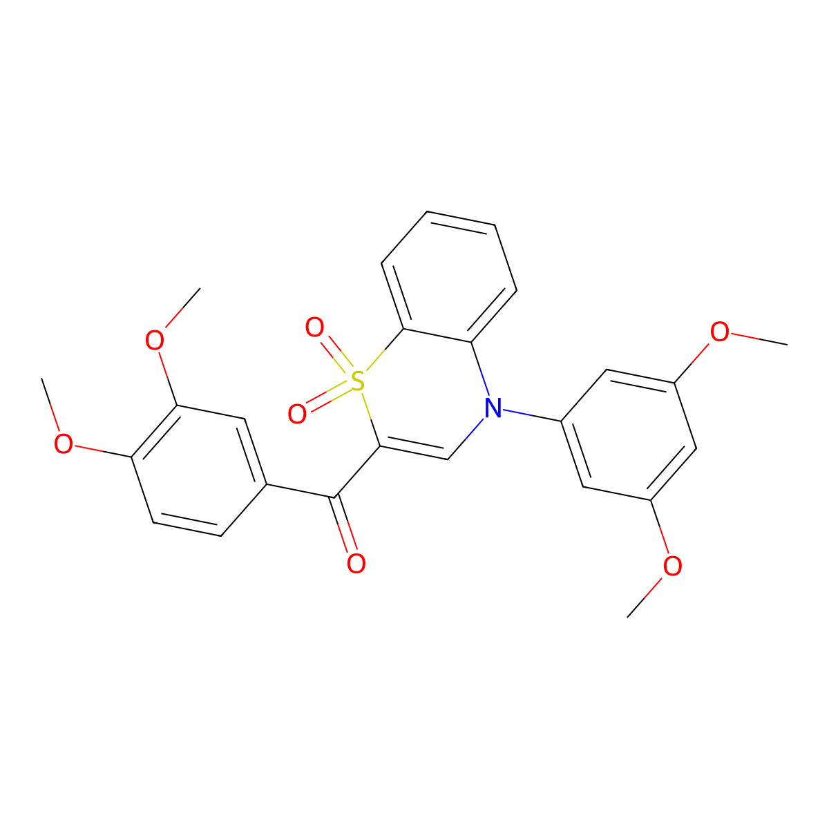 (3,4-dimethoxyphenyl)[4-(3,5-dimethoxyphenyl)-1,1-dioxido-4H-1,4-benzothiazin-2-yl]methanone molecular structure, CAS 1114853-26-7
