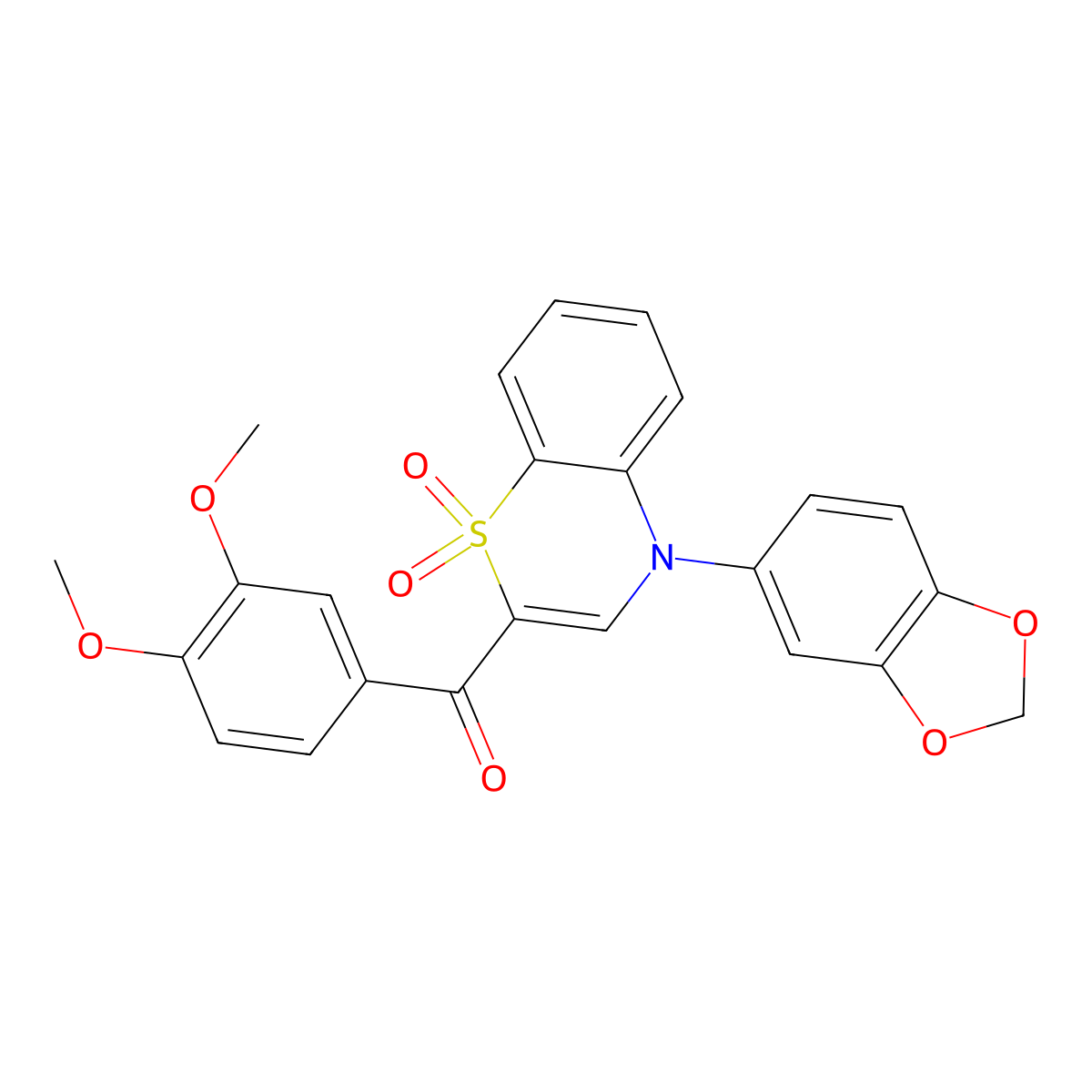[4-(1,3-benzodioxol-5-yl)-1,1-dioxido-4H-1,4-benzothiazin-2-yl](3,4-dimethoxyphenyl)methanone molecular structure, CAS 1114853-27-8