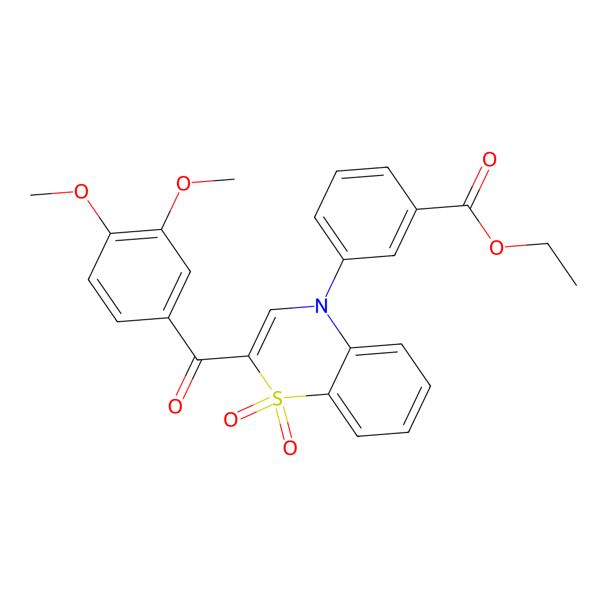 ethyl 3-[2-(3,4-dimethoxybenzoyl)-1,1-dioxido-4H-1,4-benzothiazin-4-yl]benzoate molecular structure, CAS 1114853-29-0