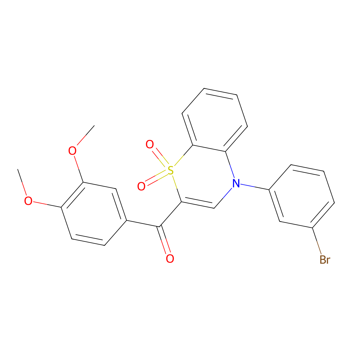 [4-(3-bromophenyl)-1,1-dioxido-4H-1,4-benzothiazin-2-yl](3,4-dimethoxyphenyl)methanone molecular structure, CAS 1114853-32-5