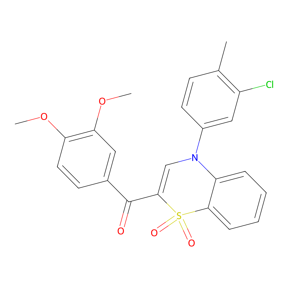 [4-(3-chloro-4-methylphenyl)-1,1-dioxido-4H-1,4-benzothiazin-2-yl](3,4-dimethoxyphenyl)methanone molecular structure, CAS 1114853-33-6