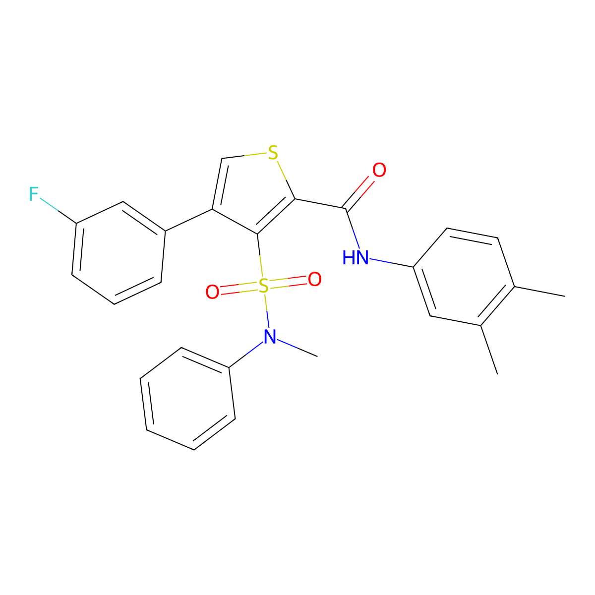 N-(3,4-dimethylphenyl)-4-(3-fluorophenyl)-3-[methyl(phenyl)sulfamoyl]thiophene-2-carboxamide molecular structure, CAS 1114853-65-4