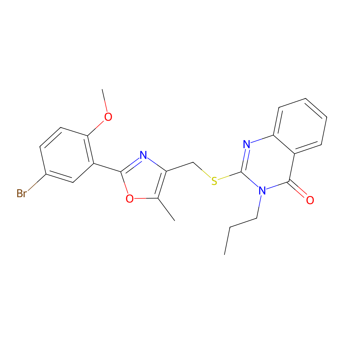 2-(((2-(5-bromo-2-methoxyphenyl)-5-methyloxazol-4-yl)methyl)thio)-3-propylquinazolin-4(3H)-one molecular structure, CAS 1114853-78-9