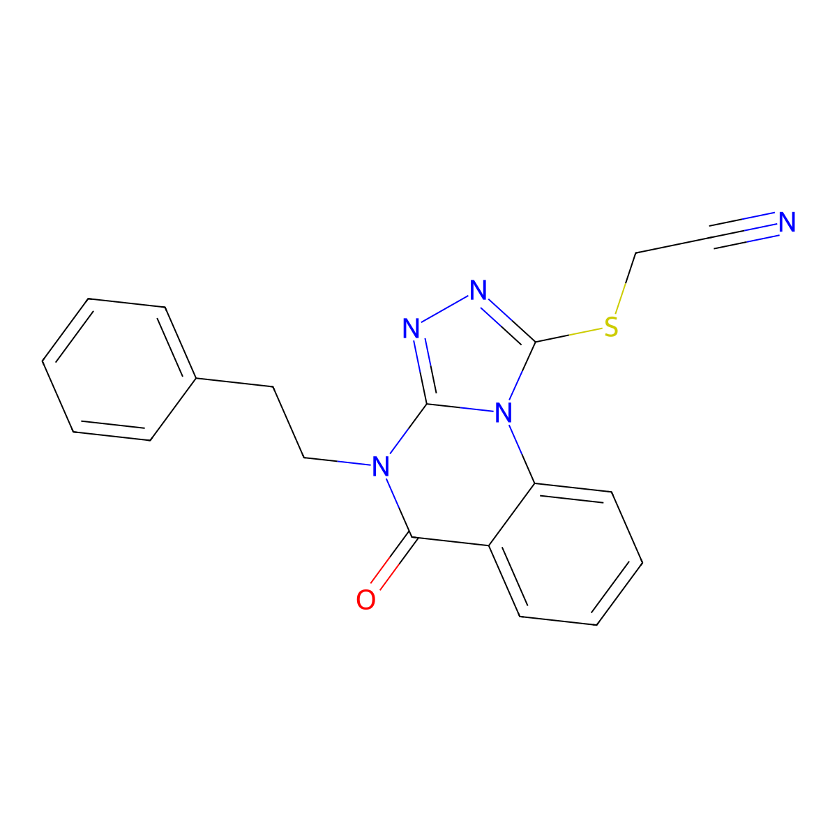 2-((5-Oxo-4-phenethyl-4,5-dihydro-[1,2,4]triazolo[4,3-a]quinazolin-1-yl)thio)acetonitrile molecular structure, CAS 1114861-04-9