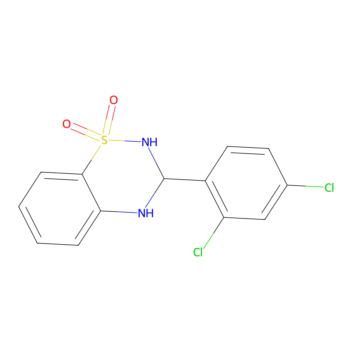 3-(2,4-dichlorophenyl)-3,4-dihydro-2H-1lambda6,2,4-benzothiadiazine-1,1-dione molecular structure, CAS 1114866-46-4