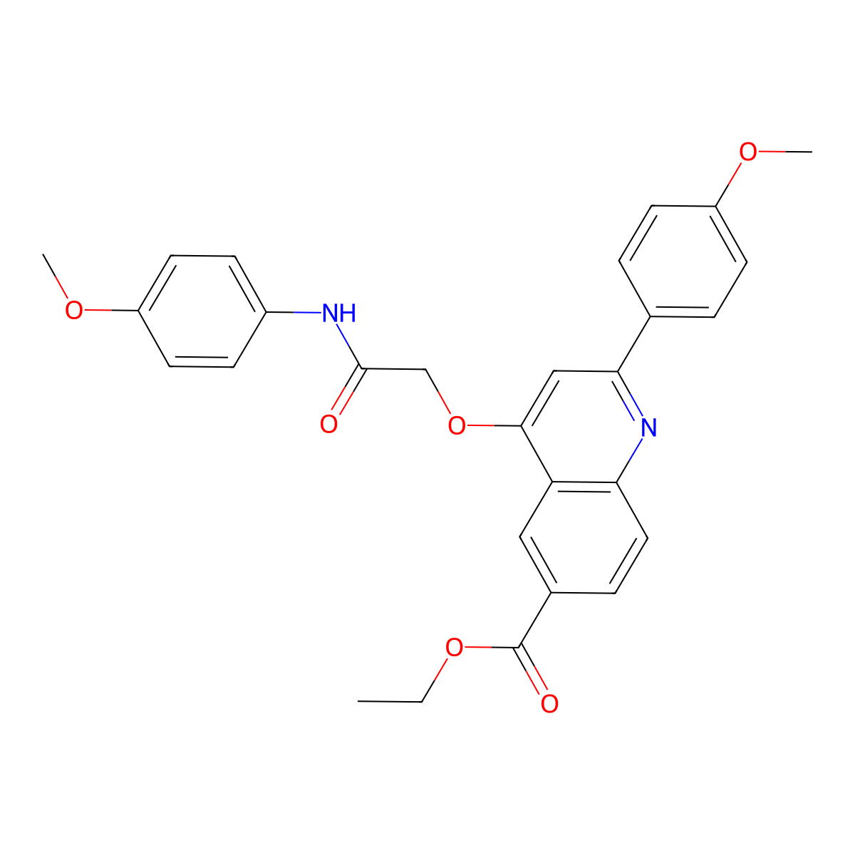 Ethyl 2-(4-methoxyphenyl)-4-(2-((4-methoxyphenyl)amino)-2-oxoethoxy)quinoline-6-carboxylate molecular structure, CAS 1114870-87-9